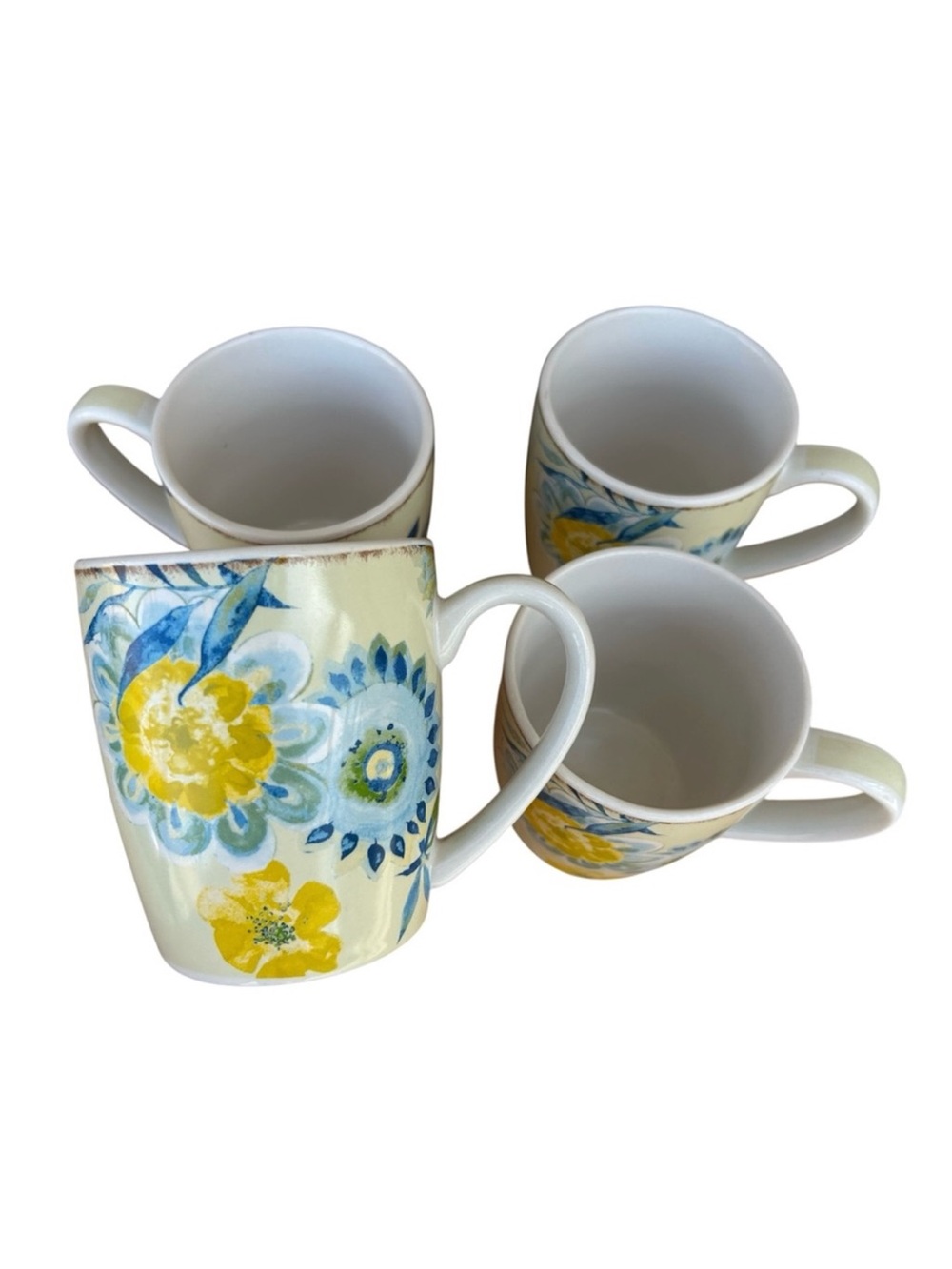 WAVERLY Fiore Di‎ Acqua Discontinued Cottagecore Romantic Porcelain Mugs Set 4